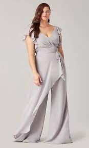 Kleinfeld Long Bridesmaid Jumpsuit With Short Sleeves Neutral Bridesmaid Dresses Mismatched Bridesmaids Jumpsuits Jumpsuit Outfit Wedding