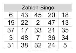 Alles wichtige rund um das tolle spiel mit dem. Bingo Spielscheine Mit Zahlen Von 1 Bis 48