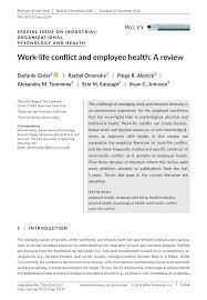 Pdf Work Life Conflict And Employee Health A Review