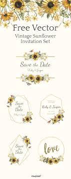 Download Free Vintage Sunflower Invitation Vector Set At Rawpixel Com Sunflower Invitations Sunflower Wedding Invitation Template Sunflower Wedding Invitations