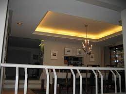 Create The Illusion Tray Ceilings In Room Tray Ceilings With Hanging Lamp Tray Ceiling Types Of Ceilings Painted Ceiling