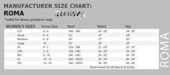 Roma Size Chart Costume World Nz