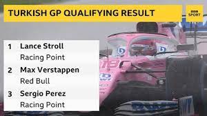 Mercedes' lewis hamilton claimed pole position for formula 1's first styrian grand prix ahead of max verstappen in a wet and wild qualifying session at the red bull ring. Turkish Grand Prix Lance Stroll Takes Pole Position After Chaotic Qualifying Session Bbc Sport