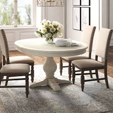 The dinette table set with integrated self storage extendable leaf which accommodates four to six diners.slick hardwood table top with strong carved pedestal support. Kelly Clarkson Home Grace 48 Pedestal Dining Table Reviews Wayfair