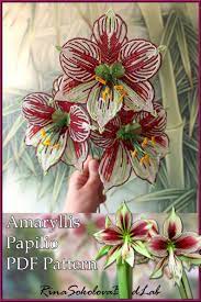 Pdf Pattern French Beaded Amaryllis Pdf Flower Pattern Etsy In 2021 Pdf Flower Pattern French Beaded Flowers Beaded Flowers