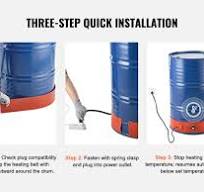 QWORK 55 Gallon Metal Drum Heater, 1200 Watt, 120 Volt, Grease Keg...