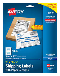 Here is what their website states in regards to shipping: Avery Shipping Labels W Paper Receipts Permanent Adhesive 25 Labels 8127 Avery Com