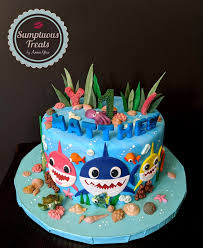 Pink Fong Baby Shark 1st Birthday Cake Custom Made To Order Cakes Edible Art Www Sumptuoustreats Com Shark Birthday Cakes Fish Cake Birthday Shark Cake
