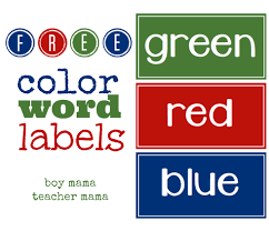 An explanation of cvc words & their place in the montessori preschool curriculum; Teacher Mama Free Color Word Labels Boy Mama Teacher Mama