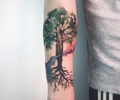 Tree tattoo design on both the inner arm , this tattoo design is an unique idea. 50 Gorgeous And Meaningful Tree Tattoos Inspired By Nature S Path Kickass Things