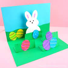 Make card from blue cardstock. How To Make A Pop Up Easter Card Easy Easter Craft For Kids I Heart Crafty Things