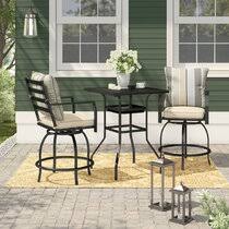 Chic teak orleans round teak 3 piece bar height patio bistro set. High Top Bistro Set Wayfair