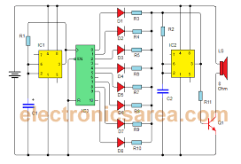 Music Box Circuit Using A Cd4017 And Two 555 Electronic Circuit Projects Electronics Circuit Music Box