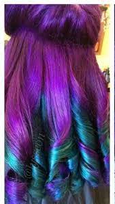 Purple And Turquoise Blue Ombre Dyed Hair Hair Styles Cool Hair Color Bright Hair