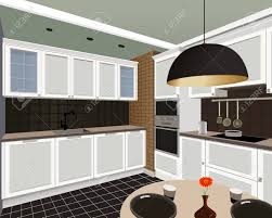 No porque nuestra cocina sea de dimensiones reducidas hemos de renunciar a disponer en ella de los utensilios de la cocina en poco espacio. Fondo Interior De Cocina Con Muebles Diseno De Cocina Moderna Simbolo De Muebles Cocina Ilustracion Ilustraciones Vectoriales Clip Art Vectorizado Libre De Derechos Image 95291211