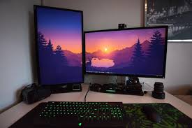 My Dual 32 4k Monitor Setup Dual Monitor Wallpaper Gaming Room Setup Desk Setup