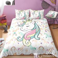 Mini Unicorn Pattern Bedding Set Bedding Unicorn Bedroom Girly Unicorn Bed Set Unicorn Bedding Unicorn Bedroom Decor