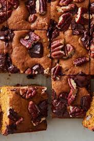 Pumpkin Blondies With Chocolate And Pecans Recipe Recipe Pecan Recipes Baking Delicious Desserts