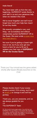 Find the settings section (gear icon). Superhot Original Backers Are Getting Keys To The Oculus Quest Version For Free Oculus
