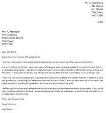 A cover letter is more than just a description of your work history. Cover Letter Front Office Receptionist