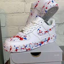 Custom Nike Air Force 1 Red Blue Splatter Edition In 2020 Nike Shoes Air Force Hype Shoes Blue Nike