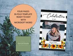 Sunflowers Funeral Life Celebration Of Life Printable Stripes Etsy Celebration Of Life Funeral Templates Digital Word