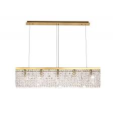 The geometric style of the diamond point collection lends a contemporary edge to classic designs. Ava Licht Sku83708i4l 102x9cm Rectangular Pendant Chandelier 5 Light E14 Gold Crystal Ideas4lighting