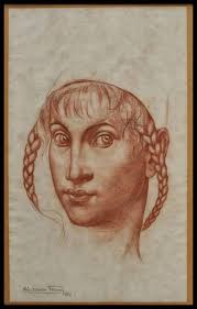 Original Ruth Leventhal Chalk Drawing Portrait 16"