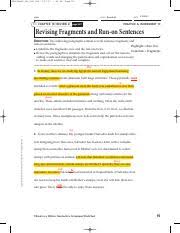 A group of words that expresses a complete thought, begins with a capital letter, and ends with correct punctuation. Revising Fragments And Runons Pdf L09nataag9 083 096 Qxd 1 34 Am Page 95 Name For Chapter 18 Review B Class Page 487 Period 4a Date Practice A Course Hero
