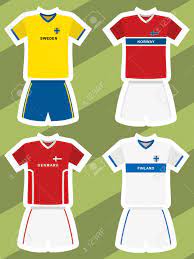 Maillot foot ml inter gardien 2017 2018 orange. Ensemble De Maillots De Football Abstrait Suede Norvege Danemark Et Finlande Clip Art Libres De Droits Vecteurs Et Illustration Image 87751798
