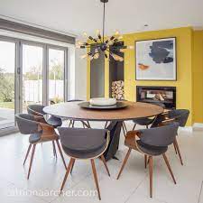 Modern round dining tables at 2modern. Modern Dark Wood And Yellow Dining Room Dining Room Fireplace Yellow Dining Room Dining Room Colors