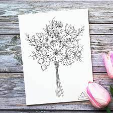 no photo description available dessin bouquet de fleurs fleur dessins minimalistes pages livre coloriage ariel