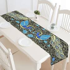 Mypop Fantasy Peacock Table Runner Placemat 14x72 Inches Peacock Birds Table Cloth For Office Kitchen Dining Wedding Pa Life Table Home Decor Vases Home Decor