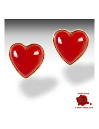 Women's pave heart drop earring. Heart Red Coral Earrings In Gold Studs Jovon Venice