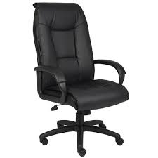 Boss Office Executive High Back Leather Chair Black Leather Back Frame Pillow Comfort Design Pneumatic Lift B7601 The Home Depot Black Office Chair Office Chair High Back Office Chair