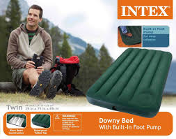 Intex Downy Airbed With Built In Foot Pump Twin 66927 Air Mattress Camping Intex Twin Air Mattress