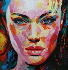 Art woman Face 504 par Tony Messina Salvatore me.S Huile sur toile 100X100  cm
