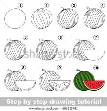 Drawing Tutorial For Children How To Draw The Funny Watermelon In 2020 Drawing Tutorial Hummingbird Art Drawing Art Drawings For Kids