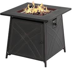 Amazon Com Bali Outdoors Firepit Lp Gas Fireplace 28 Square Table 50 000btu Fire Pit Black Garden Outdoor In 2020 Outdoor Fire Table Fire Pit Table Gas Firepit