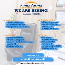 Saat ini pt kimia farma tbk., membuka kembali lowongan kerja untuk para profesional muda untuk berkarir bersama kami sebagai berikut Info Lowongan Pekerjaan Pt Kimia Farma Diagnostika
