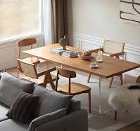 Oak, Cherry Solid Wood Acrylic Suspended Dining Table
