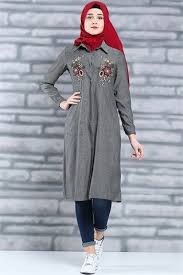 Nakis Desenli Tunik Gri Moda Tunik Giyim