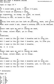 Song Lyrics With Guitar Chords For The Air That I Breathe Guitar Chords For Songs Guitar Songs Guitar Chords