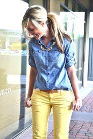 Chambray Yellow Fashion Street Style Outfit Fashion Outfits