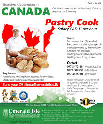 Foreign Jobs Foreign Employment Foreign Vacancies Pastry Cook Food Cooking