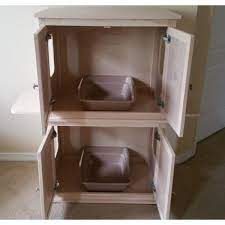 Stacked Double Cat Litter Box Cabinet With Odor Absorbing Light Cat Litter Box Furniture Litter Box Cat Litter