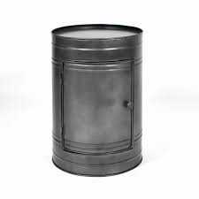 Table De Chevet Bidon Gris Metal 1 Porte Table De Chevet Table De Chevet Grise Et Meubles En Tonneau