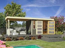 Karibu kaufen und bestellen online auf www.obi.de und in ihrem markt. Karibu Gartenhaus Trundholm 2 Flachdach Inklusive Schleppdach Und Doppelflugeltur Lidl De