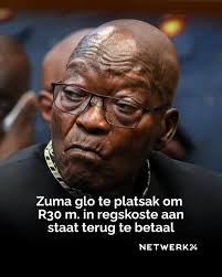 Oudpres. Jacob Zuma kan nie die byna R30 miljoen aan die staat terugbetaal  wat die afgelope 14 jaar vir sy regskoste opgedok is nie.