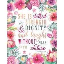 Hollywood and pop culture continue the mantra: She Is Clothed In Strength Dignity And She Laughs Without Fear Of The Future Proverbs 31 25 Pink And Green Tropical Watercolor Composition Book Journal Bible Quotes 8 5 X 11 Inch 110